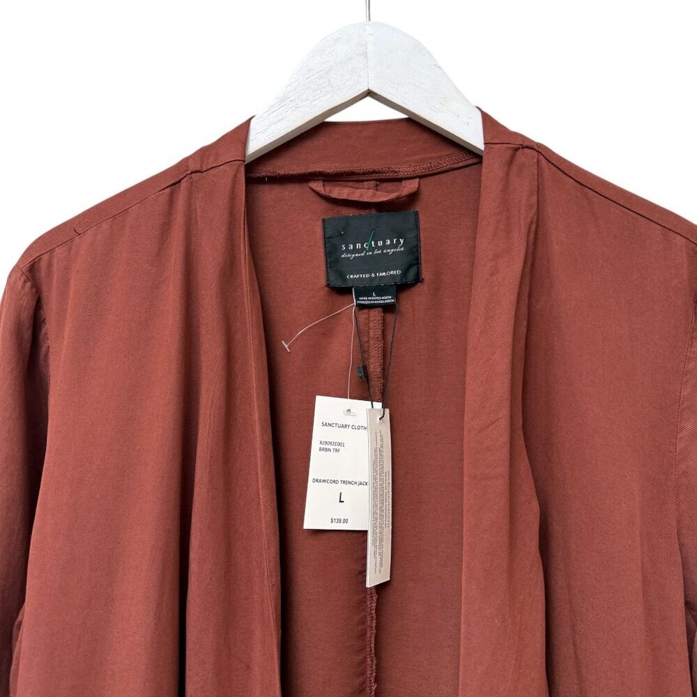 Sanctuary Womens Utility Jacket Large Rust Red Lyocell Casual Waterfall Front NW - Picture 4 of 9